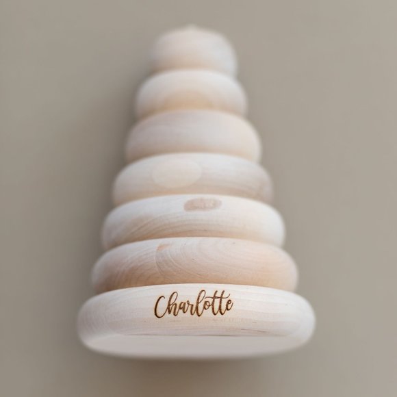 Personalized Wooden Pyramid Stacking Toy - Picture 4 of 6